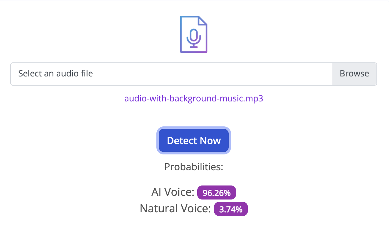 AI Voice Detector Result No Music